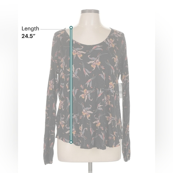 Free People Floral Open Back Long Sleeve Top – Size L – EUC - Picture 7 of 9